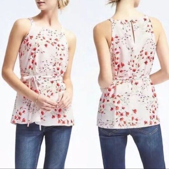 Banana Republic Floral Apron Tie Tank Top Small Boho Cottagecore Summer - Picture 1 of 10